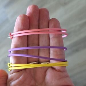 Vibrant Pink, Yellow and Purple Hoop Earrings
